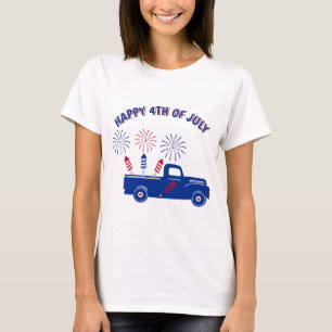 Happy Fourth of July truck met voetzoekers T-shirt