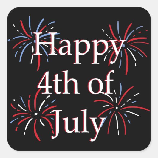 Happy Fourth Square Sticker (Voorkant)