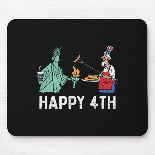 Happy Fourth Statue of Liberty oom Sam Funny 4th Muismat (Voorkant)