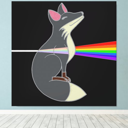 Happy Fox - Donkere kant van de vos Canvas Afdruk (Insitu (Houten vloer))