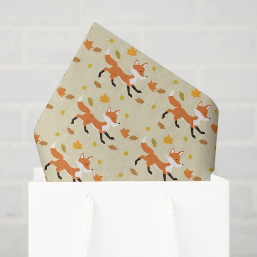 Happy Fox met herfst lekt patroon Tissuepapier (Cadeauzakje)