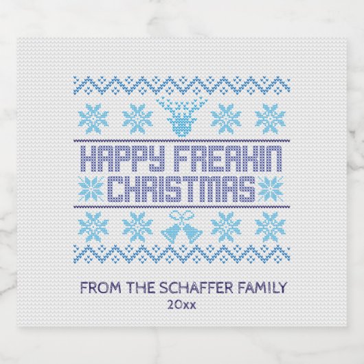 Happy Freakin Kerstmis, Funny Holiday Bier Etiket (Enkel label)