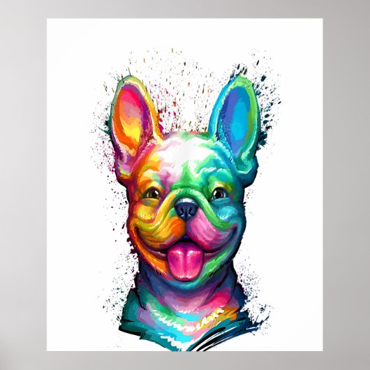 Happy French Bulldog Smiling Face Poster (Voorkant)