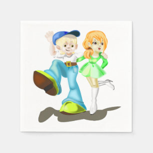 Happy Friends Napkins - Aangepaste kleuren of teks Servet