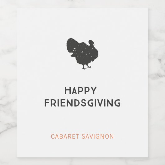 Happy Friendsgiving Modern Wine Labels Wijn Etiket (Enkel label)