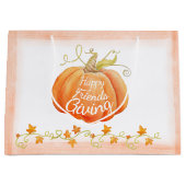 Happy Friendsgiving pompoen geschenkzak Groot Cadeauzakje (Voorkant)