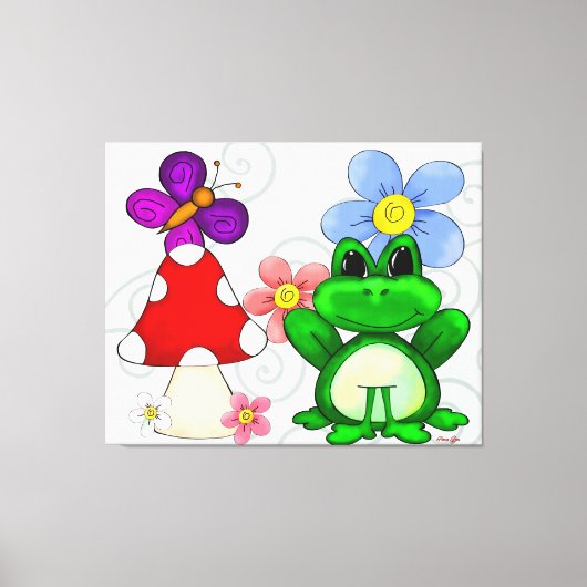 Happy Frog in lente Canvas Afdruk (Voorkant)