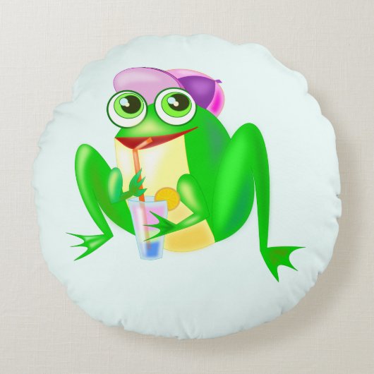 Happy Frog Round Pillow Rond Kussen (Voorkant)