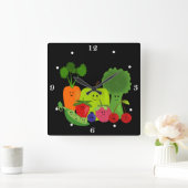 Happy Fruit and Veggies Wall Clock Vierkante Klok (Huis)