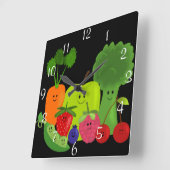 Happy Fruit and Veggies Wall Clock Vierkante Klok (Hoek)