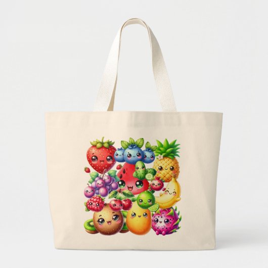 Happy Fruit Grote Tote Bag (Voorkant)