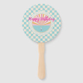 Happy Fun Blue Gingham Plaid Checkered Birthday Handwaaier (Achterkant)