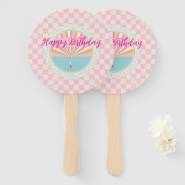 Happy Fun Pink Gingham Plaid Checkered Birthday Handwaaier