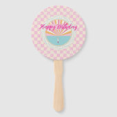 Happy Fun Pink Gingham Plaid Checkered Birthday Handwaaier (Voorkant)
