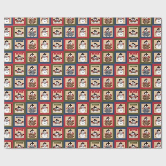 Happy Fun Snowmen | Kerstmis Cadeaupapier (Vlak)