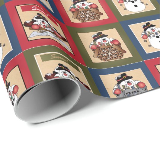 Happy Fun Snowmen | Kerstmis Cadeaupapier (Rol Hoek)