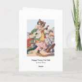 Happy Funny Chat Folk Carte d'anniversaire (Dos)