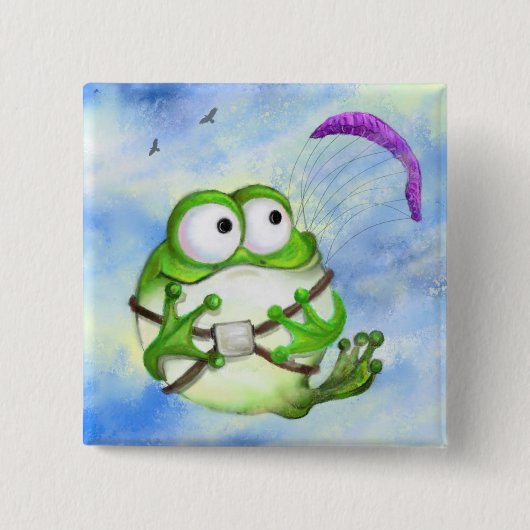 Happy Funny Frog Paraglider Button (Voorkant)