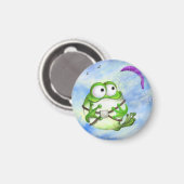 Happy Funny Frog Paraglider Magnet (Recto/Verso)