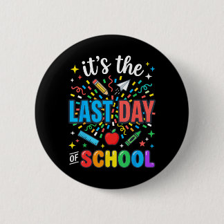 Happy Funny Retro Teacher Student Summer Last Day Ronde Button 5,7 Cm