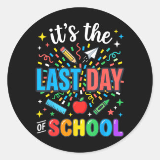 Happy Funny Retro Teacher Student Summer Last Day Ronde Sticker