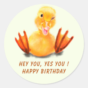Happy Funny Sticker Anniversaire avec Jouer Canard