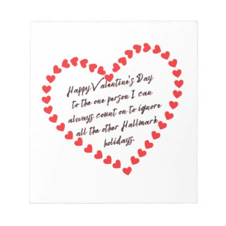 Happy Funny Valentijnsdag gift citeert sarcastisch Notitieblok