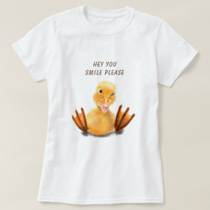 Happy Funny Yellow Duck Playful Wink - Jouw tekst T-shirt
