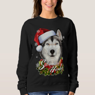 Happy Furry White Siberian Husky Dog Kerstmis San Trui
