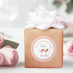 Happy Galentine's Day Babe Aardbei Cocktails Ronde Sticker