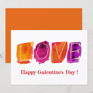 Happy Galentine's Day   'LOVE' Watercolor Modern Feestdagenkaart
