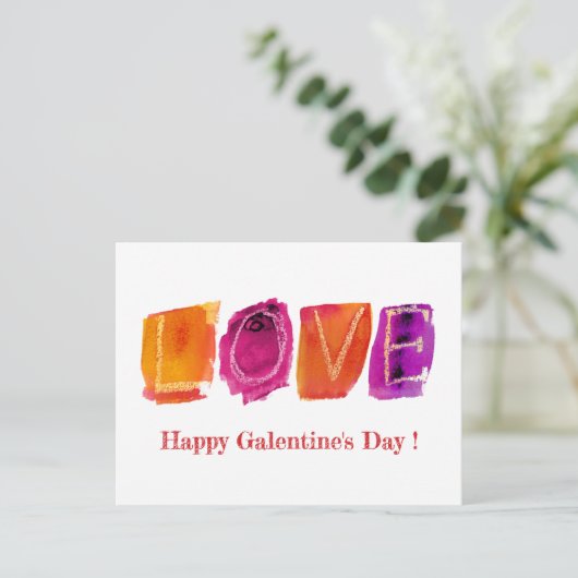 Happy Galentine's Day | "LOVE"-Waterverf Modern Feestdagenkaart (Staand voorkant)
