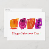 Happy Galentine's Day | "LOVE"-Waterverf Modern Feestdagenkaart (Voorkant / Achterkant)