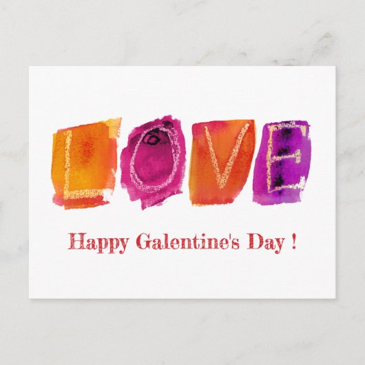 Happy Galentine's Day | "LOVE"-Waterverf Modern Feestdagenkaart (Voorkant)