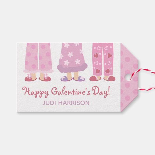 Happy Galentine's Day Pyjamas Cadeau Labels Cadeaulabel (Voorkant (Horizontaal))