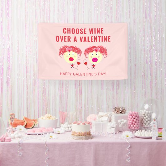 Happy Galentines Day Valentijnse feestwijn Spandoek (Feest)