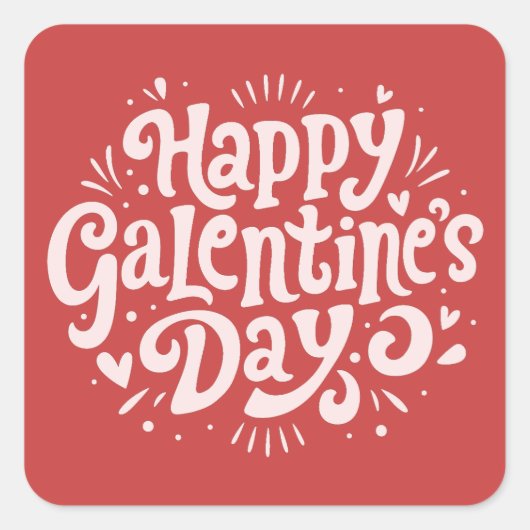 Happy Galentine's Day Vierkante Sticker (Voorkant)