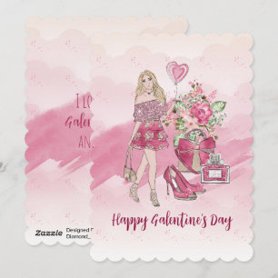 Happy Galentine's Day Vrouwelijke Design Feestdagenkaart