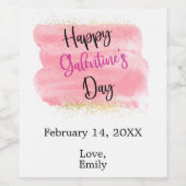 Happy Galentine's Day Waterverf Wijnlabel Wijn Etiket (Enkel label)