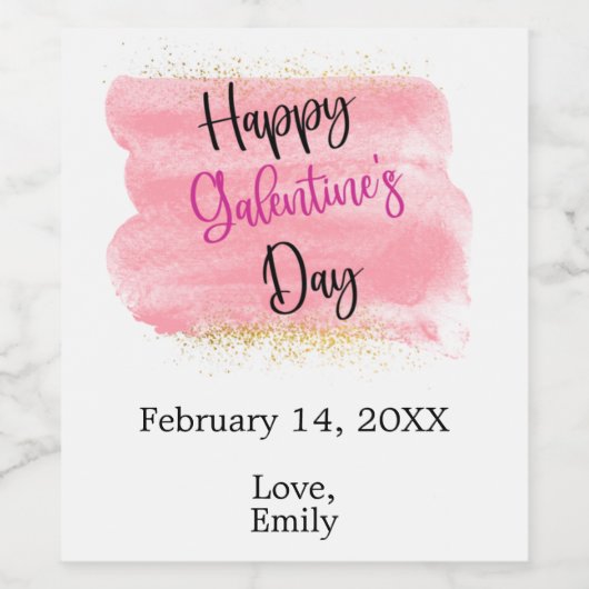Happy Galentine's Day Waterverf Wijnlabel Wijn Etiket (Enkel label)