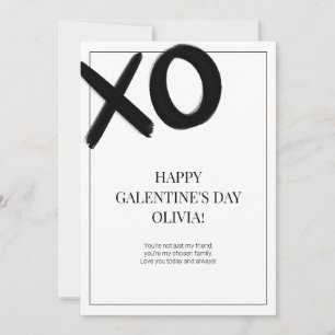 Happy Galentine's Day XOXO Zwart-wit Modern Feestdagenkaart