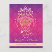 Happy Ganesh Chaturthi, eigen tekst, paarse Briefk Briefkaart (Voorkant)