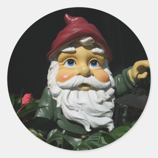 Happy Garden Gnome Ronde Sticker (Voorkant)