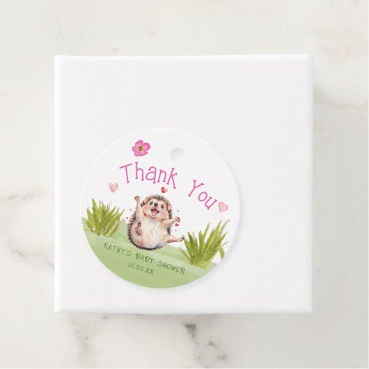 Happy Garden Party Hedgehog Baby shower Dank u Bedankjes Labels (In situ)