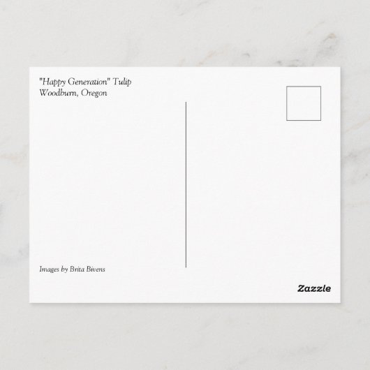 Happy Generation Tulip, Oregon Briefkaart (Achterkant)