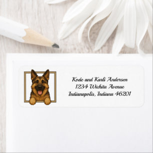 Happy German Shepherd retouradres Etiket