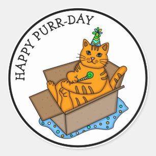 Happy Gesponnen-dag Kat Pun Birthday Ronde Sticker