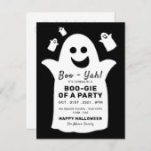Happy Ghost, Black Halloween Party Invitation (Devant / Derrière)