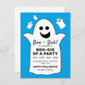 Happy Ghost, Blue Halloween Party Invitation (Devant / Derrière)