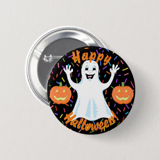 Happy Ghost Halloween Button (Voorkant /achterkant)